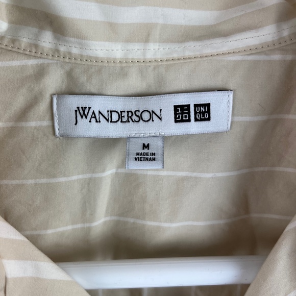Men's J W Anderson Uniqlo Striped Button Front Shirt Ivory White Size M - Picture 4 of 5